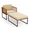 Costway 1/2 PCS Outdoor Furniture Set Patio Acacia Wood Armchair with Long Ottoman Cozy Seat